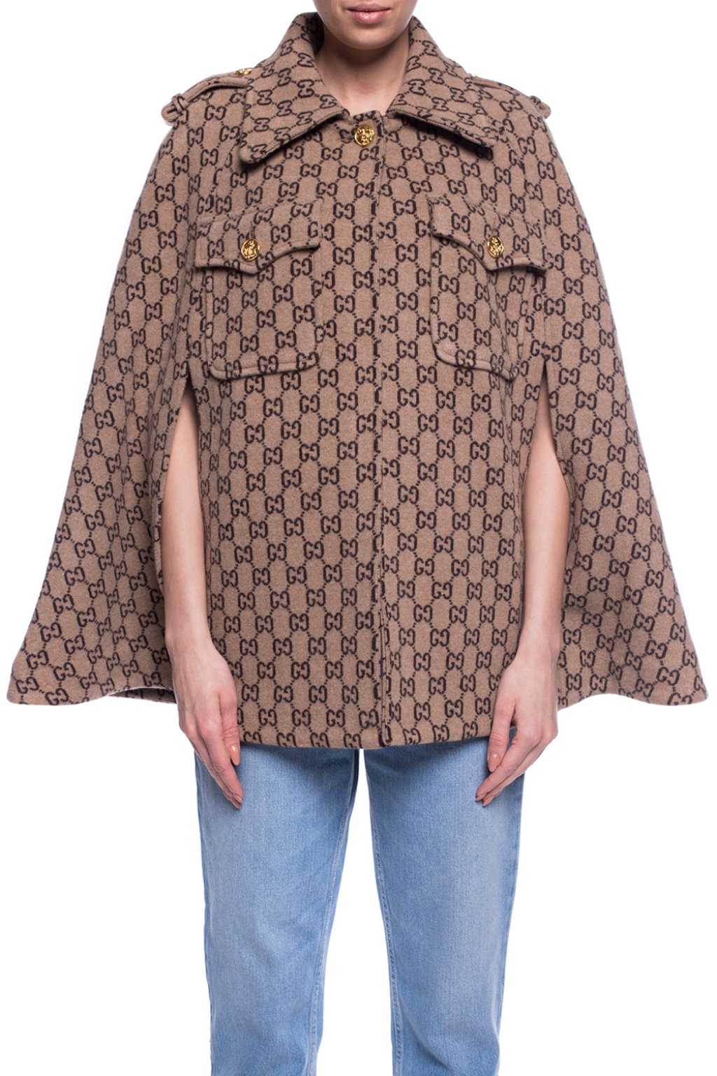 【関税&送料込】Gucci Poncho In Lana Gg Gucci Rebarcible Poncho Coat Cape Navy x Red Check GG Wool